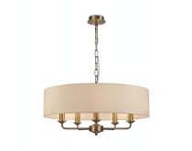 DK0037  Banyan 60cm 5 Light Pendant Antique Brass, Ivory Pearl